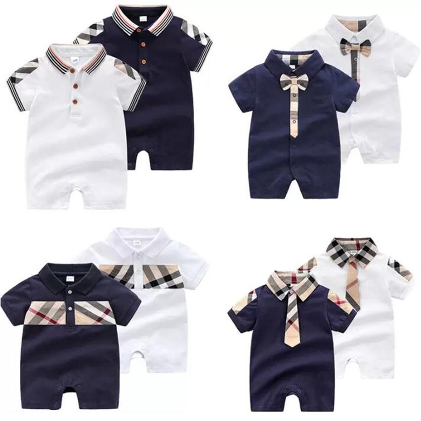 

Summer baby Rompers kids infant boy designer clothes boys Girls plaid O-neck Short Sleeve sleeveless Jumpsuits Cotton Romper Cloth203L