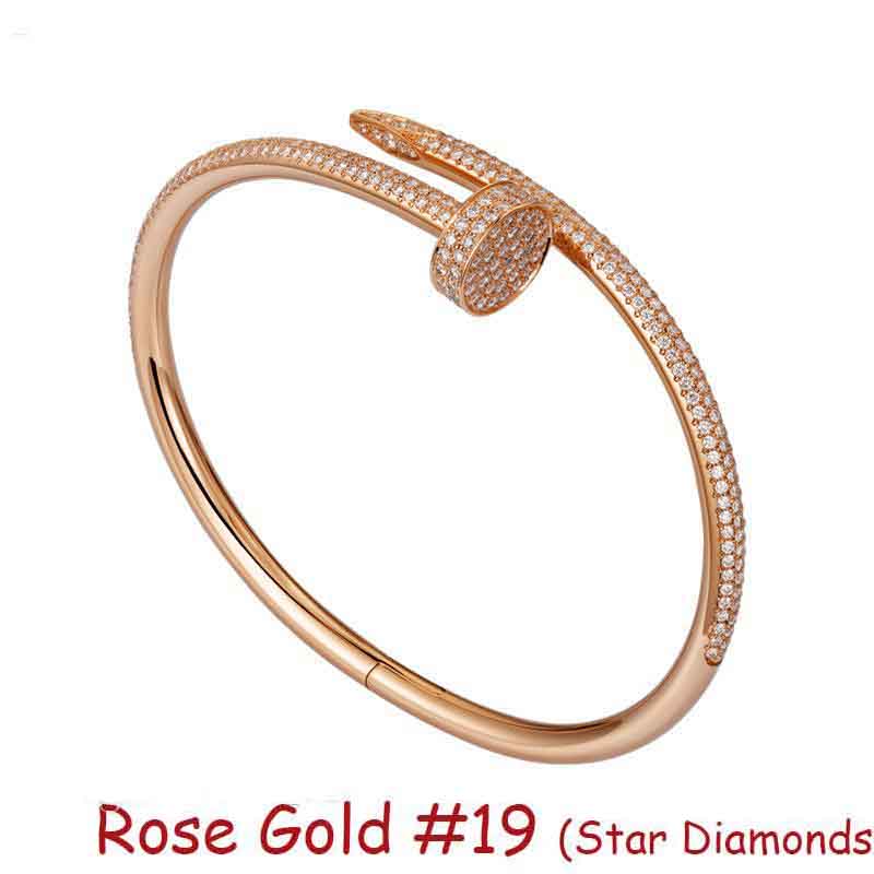 

Fashion Classic Bangle Nail Bracelet Designer Bracelets Luxury Jewelry 3 color For Women Bangle Titanium Steel Alloy Gold-Plated Craft Never Fade with Star diamonds