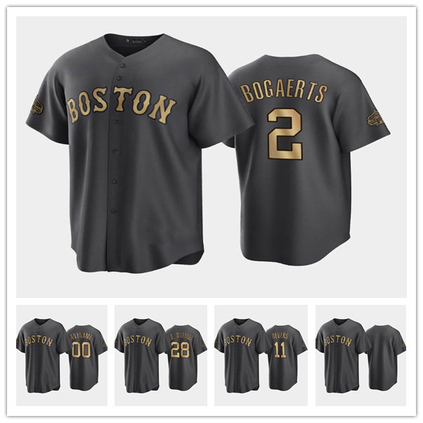 

Boston''Red Sox''MEN Xander Bogaerts #2 Rafael Devers #11 J.D. Martinez #28 2022 All-Star AL Charcoal baseball Jersey, Custom name number