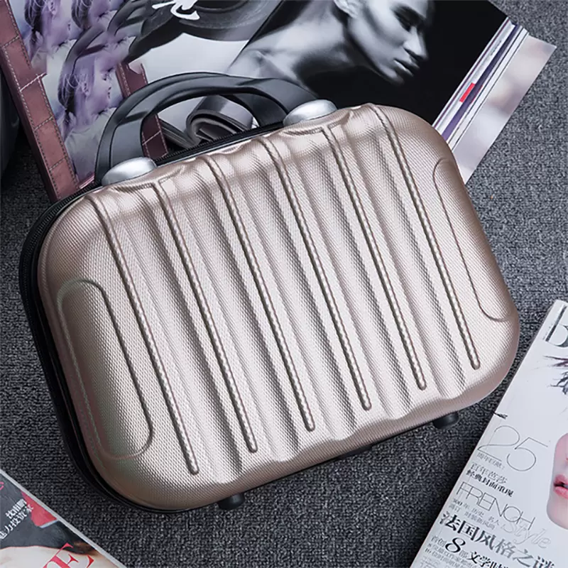 

Korean Pink Suitcase 14/16 Inches Kids Luggage ABS Makeup Bag One-way Wheels
