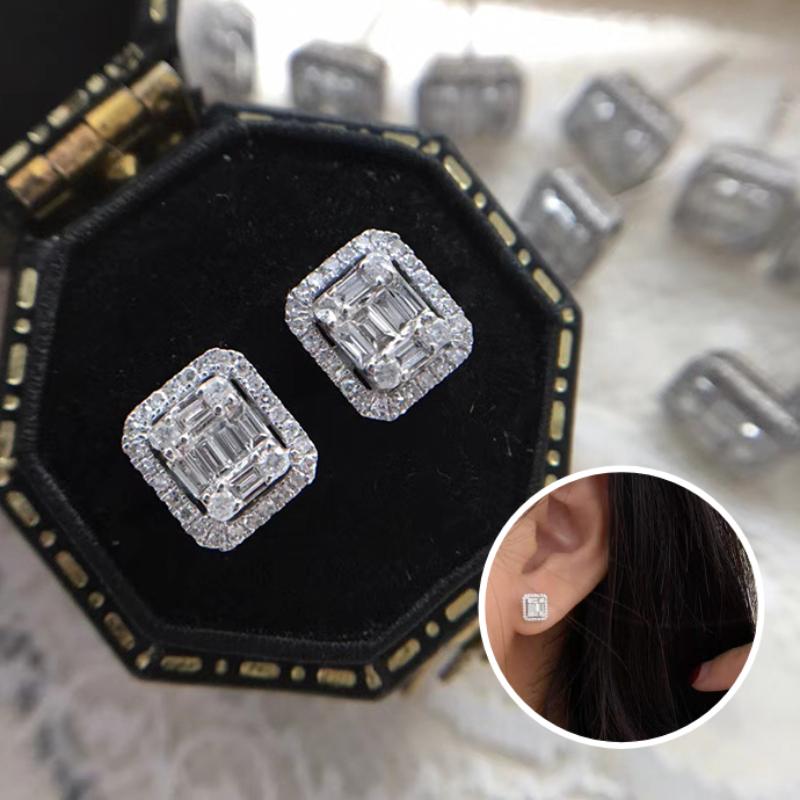 

Stud Stylish Bride Wedding Earrings Shinning Crystal CZ Fashionable Design Trendy Female Accessories For Engagement CeremonyStud