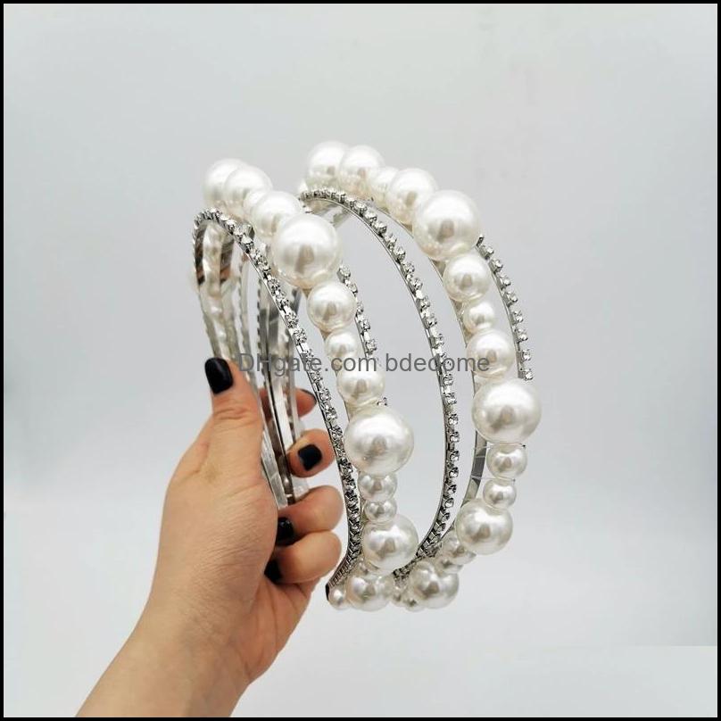 

Headbands Hair Jewelry Rhinestone Pearl Fashion Accessories Women Baroque Mtilayer Fl Headband B Dhzai
