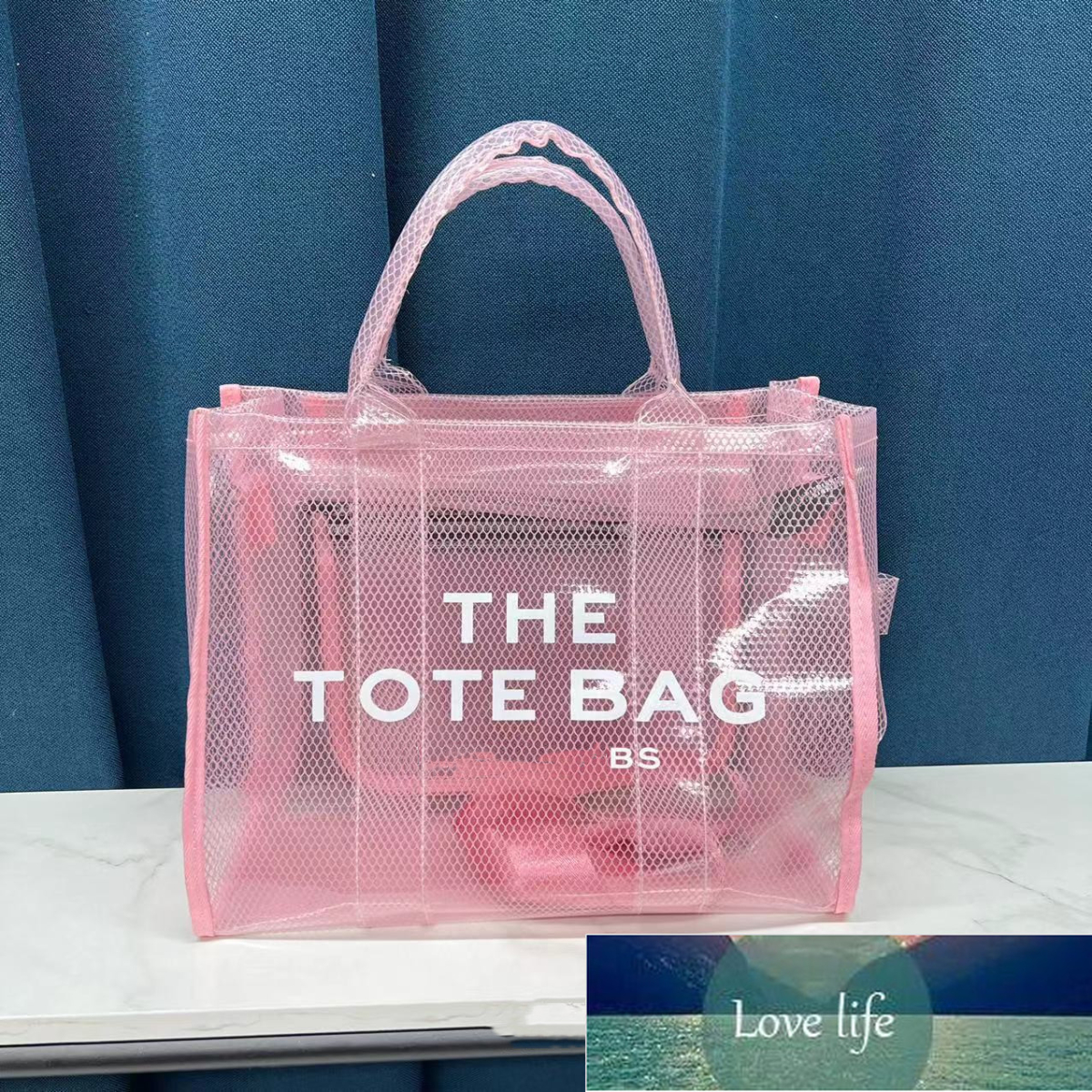 

Korean Trendy Large Versatile Tote Bags Handbag with letter print Transparent Fashion Capacity Laser PVC Gel Bag Shoulder, As pic