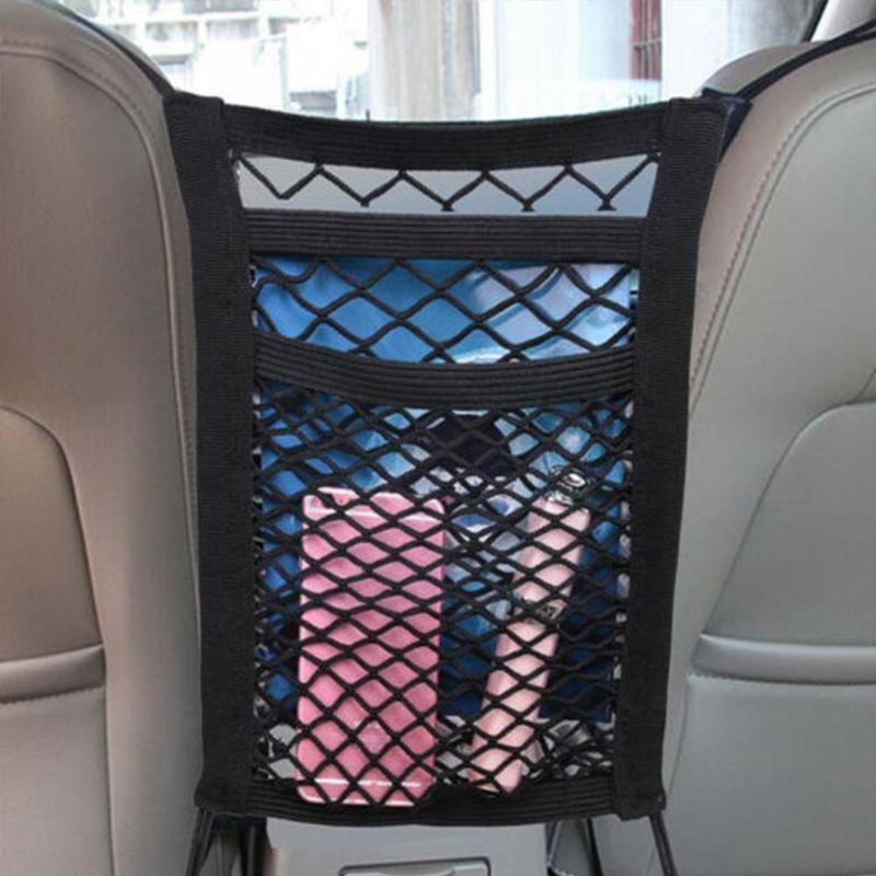 

Car Organizer Seat Net Pocket Storage Block Chair Double-layer Interior Accessories Trunk Mesh Back Holder Elastic Grid Bag Supplies F4I0