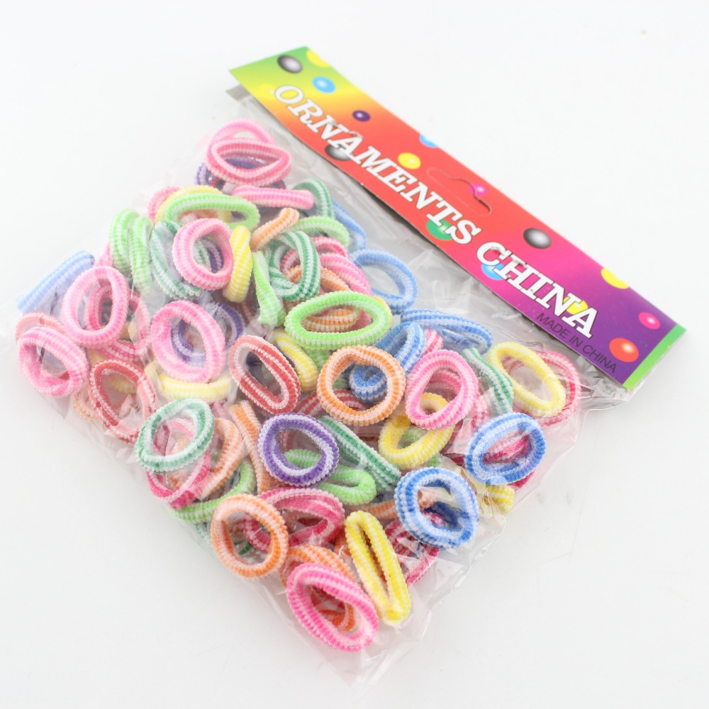 

100Pcs/pack Colorful Child Kids Hair Holders Cute Rubber Hair Band Elastics Accessories Girl Charms Tie Gumhair bundle accessory ys222