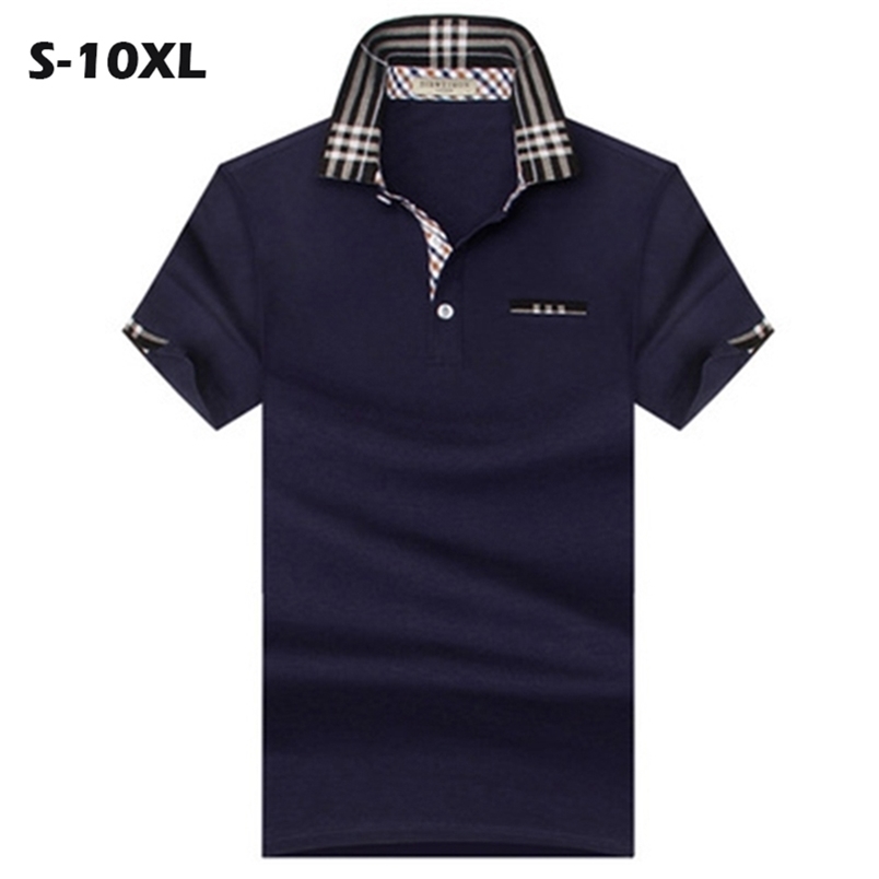 

Fashion Classic Summer Short Sleeve Polos Shirt Mens Solid Cotton Plus Size 6XL 7XL 8XL 9XL 10XL Men Polo 220402, Sky blue 05