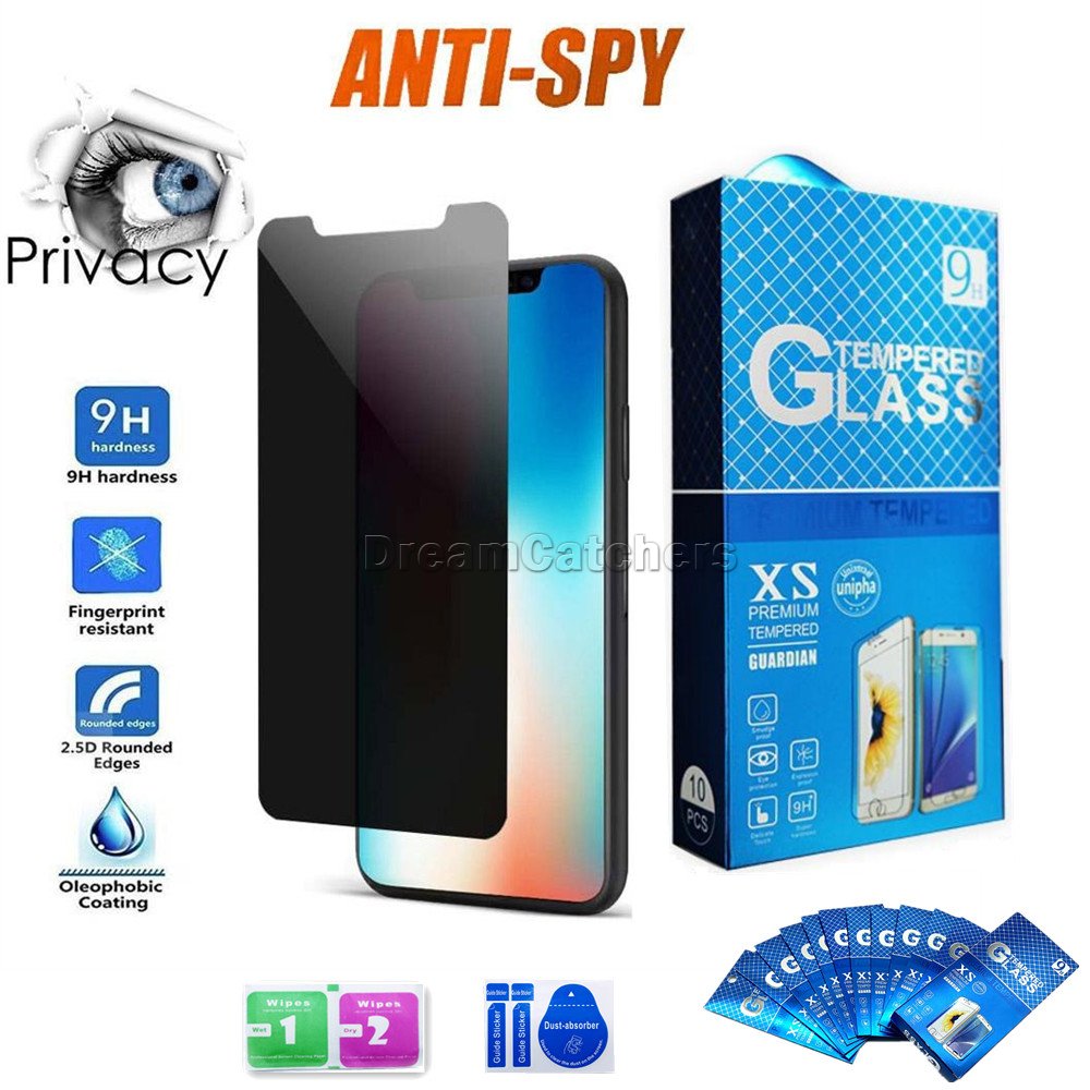 Anti Spy Privacy Tempered Glass Screen Protector for iPhone 11 12 13 PRO MAX XR XS 7 8 PLUS with Retail Box Package