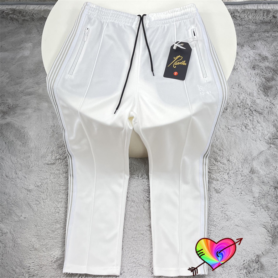

Pants Men Women 1 Grey Stripe Track Pants White Embroidered High Street Trousers