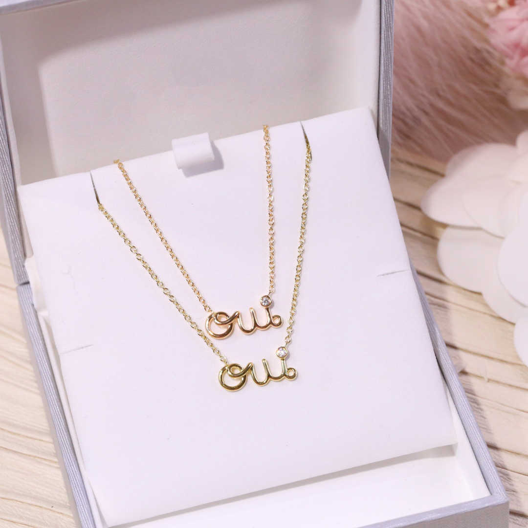 Classic Women's Letter Necklace, High-quality Luxury Jewelry, Famous Brand, Pink, Gold, Silver, Runway Fashion Designer, 2021 Trend-image-747062885