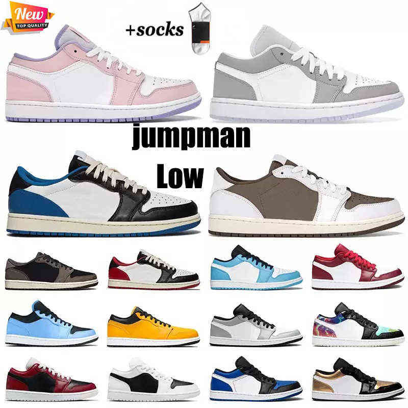 

OG jumpman 1 1s basketball shoes hyper royal low pink quartz think metallic silver turbo green men women trainers sports sneakers travis