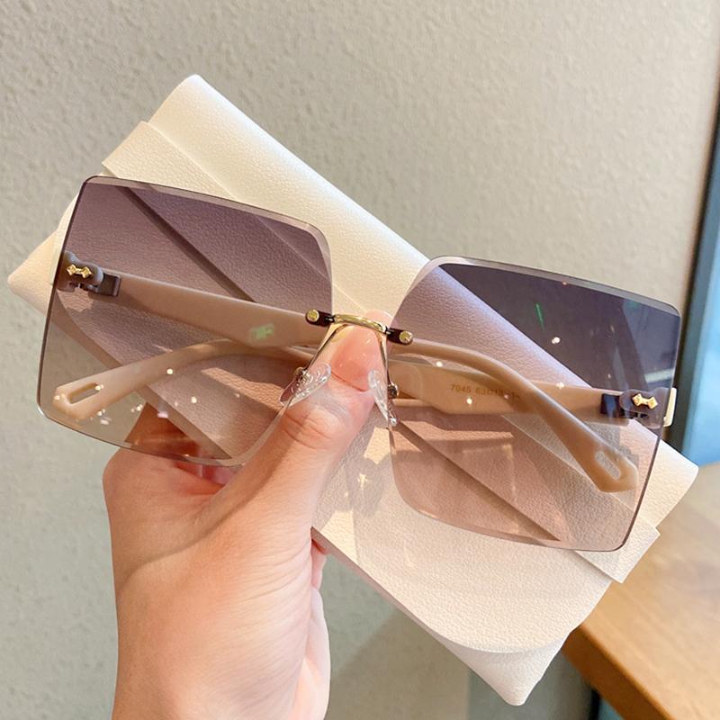 

Sunglasses Oversized Rimless Square Personalized Trendy Fashion Colorful Female Shades Designer UV400 Eyewear