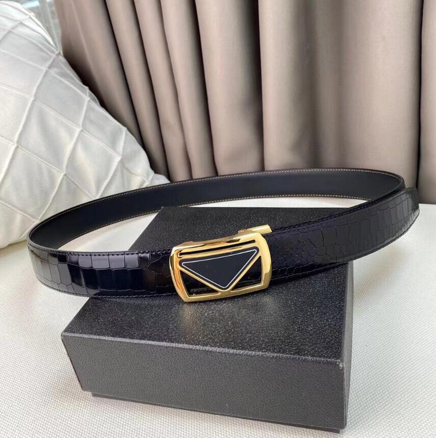 

Top Quality Mens Belt Classic Genuine Leather Belts With Letters Inverted Triangle Designer Women Men Belts Smooth Buckle Waistband with Box, As pics