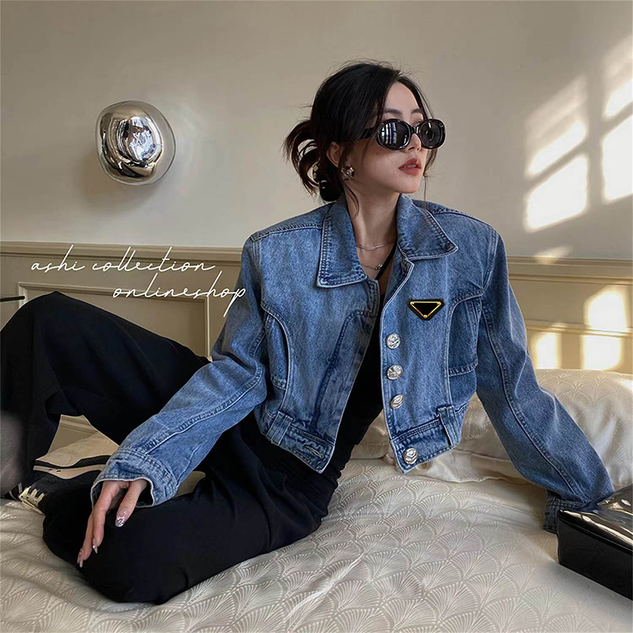 

Women Jackets Denim Woman Short Coats Autumn Spring Style Slim For Lady Jacket Designer Coat With Button Letters Classical Clothing -XL, Black1
