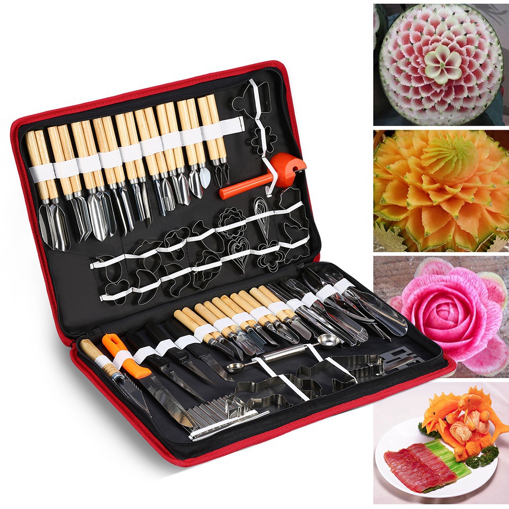 

80PCS Culinary Carving Peeling Tools Kit For Fruit Vegetable Garnishing Cutting Slicing