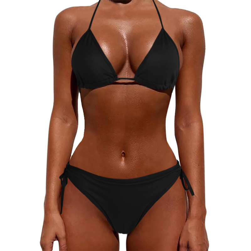 

Sexy Women Pure Color Swimwear Textile 2022 New Summer Style Lady Bandage Bikini Set Push-up Bra Bathing Suit Brazilian Biquini Swimsuit, As show