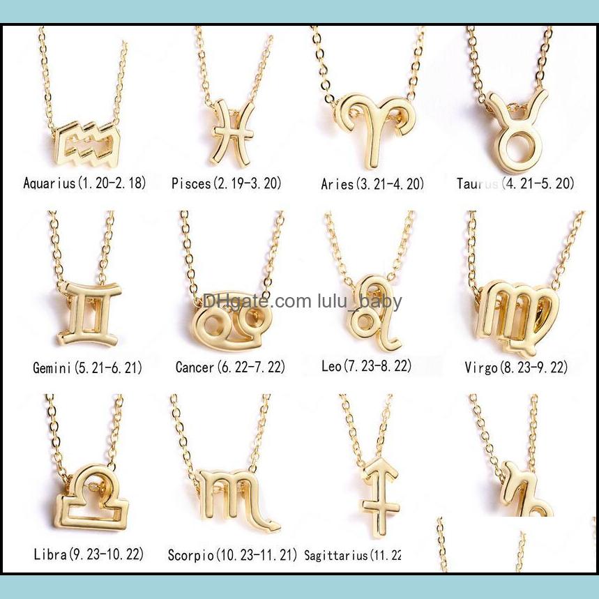 

Pendant Necklaces Pendants Jewelry 12 Zodiac With Gift Card Constellation Sign Sier Chains Necklace For Men Women Fashion Wholesale Fast D