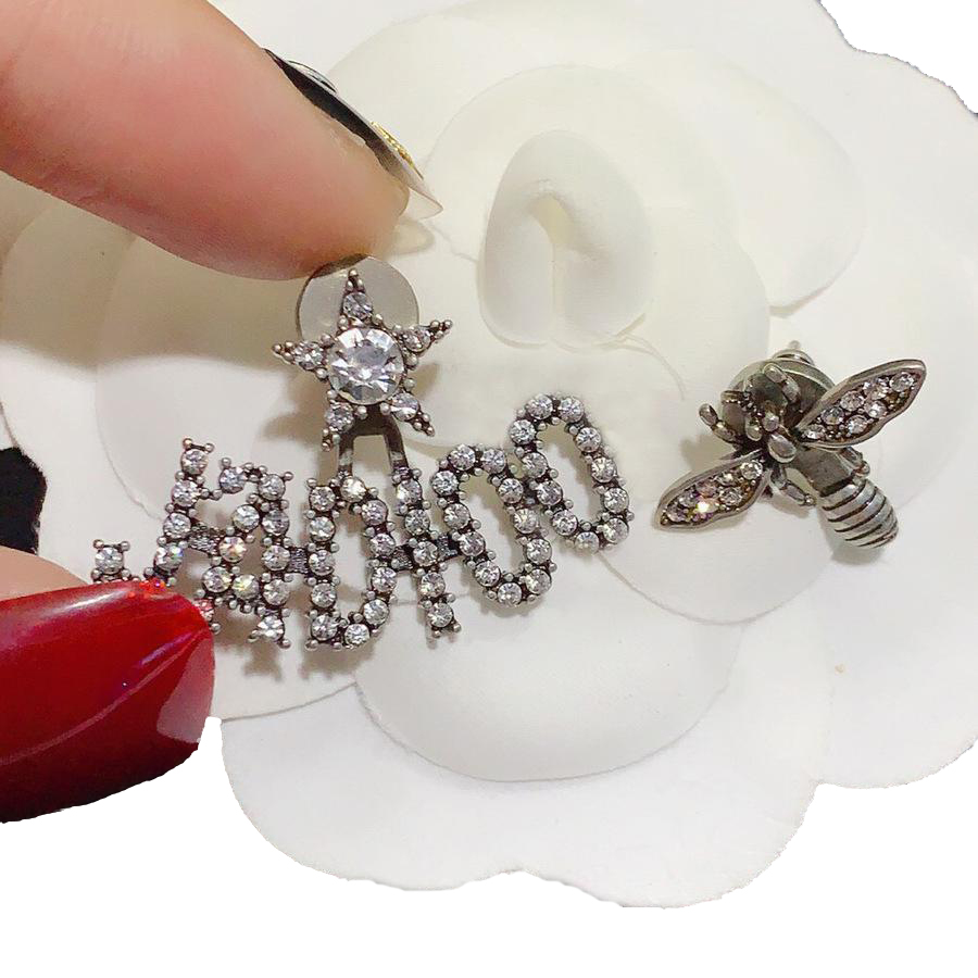 

dijia djia asymmetric bee earrings 2121 six letter diamond inlaid bee earrings0