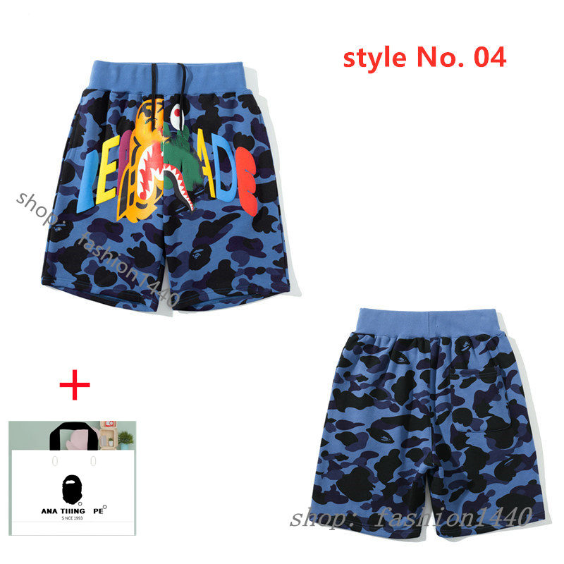 

ape shorts mens designer shorts shark swim shorts luminous inaka Reflective oversize fleeces camouflage sweatshirts beach pants high quality stitching A08, 1pcs button