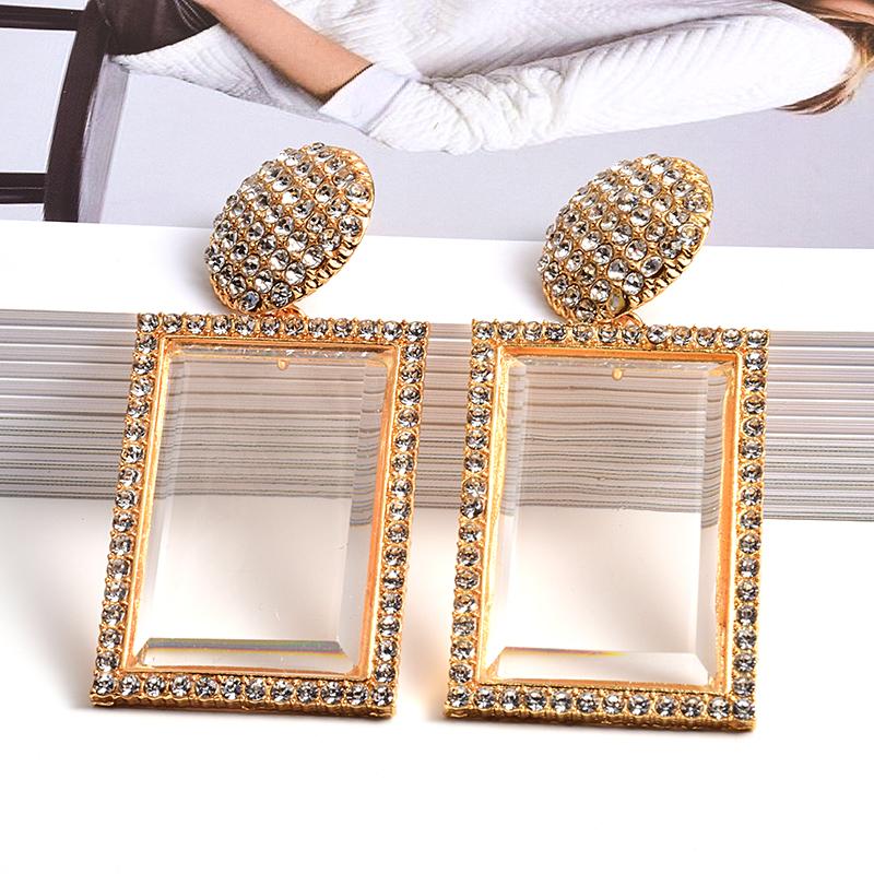 

Dangle & Chandelier Fashion Classic Big Large Drop Earrings For Women Crystal Square Geometric Jewelry Accessories PendientesDangle