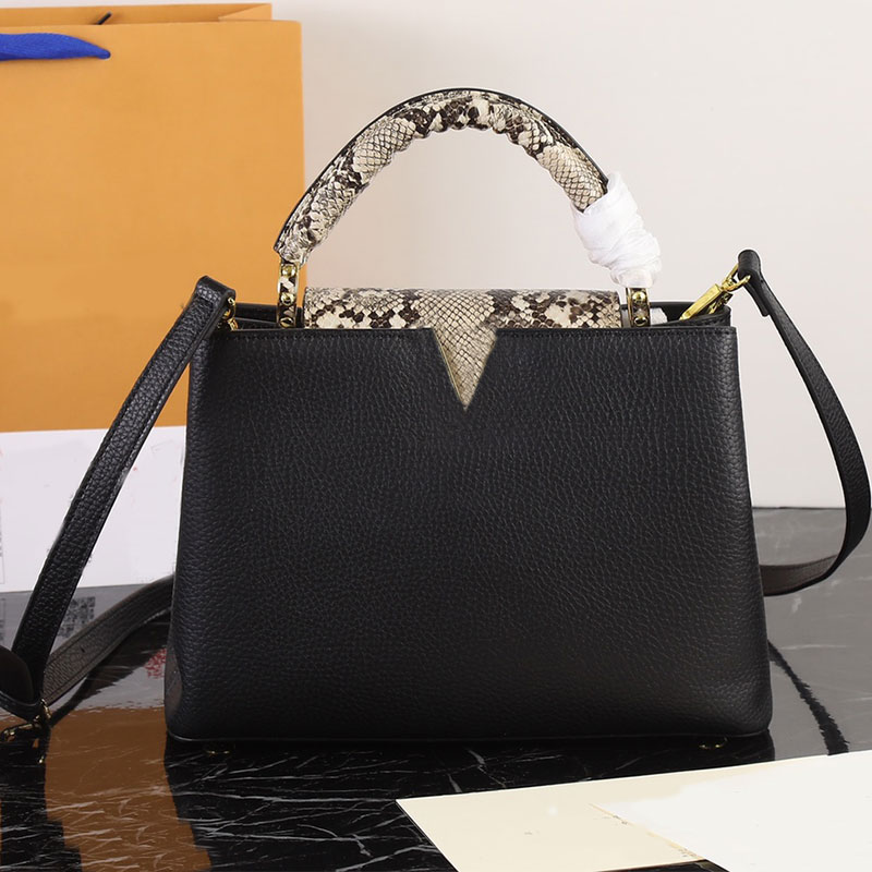

Crossbody Bags Tote Handbag Women Handbags Calfskin Leather Handle Whole Skin Litchi Pattern Detachable Shoulder Strap Zipper Pocket v Letter Gold Hardware