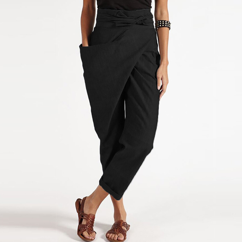 

Fashion Women Harem Pants ZANZEA Casual Lace Up Solid Turnip Trousers Female Office Work Pants Elegant Pencil Pantalon Palazzo A23, Black