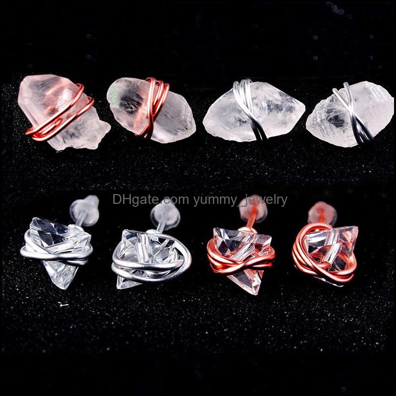 

Stud Earrings Jewelry Earring Healing Crystals Quartz Sier Gold Point Women Girls Natural Stone Handmade Drop Delivery 2021 Tzo63