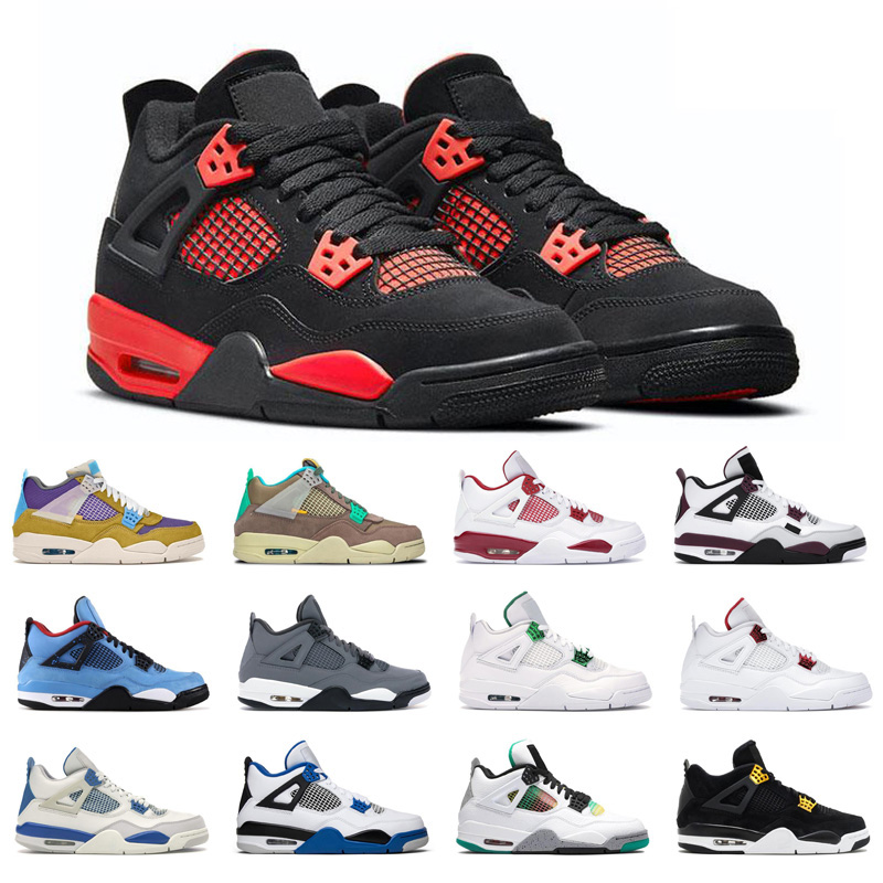 

4s Men Basketball Shoes Women Sneakers University Blue Black Cat Fire Red pure money Neon Royalty Outdoor Mens Trainers Sports Shoes 40-47, 40-47 military blue