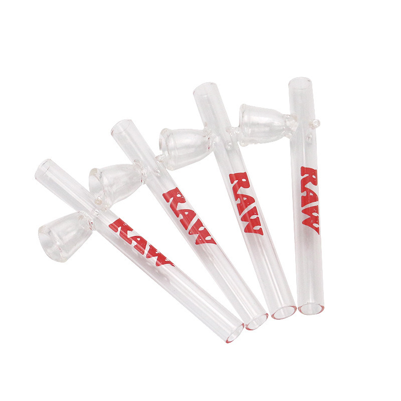 

4.3 inch hand blown glass smoking pipe Raw printed Tobacco pipes clear simple smoking accessories hand pipes wholesale