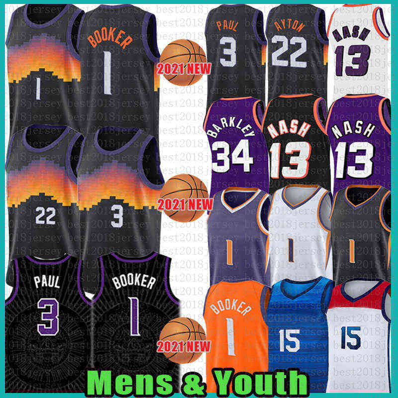 

Devin Booker Chris Paul Basketball Jersey Mens Shirts Mesh DeAndre Ayton Steve Nash Charles Barkley Vintage 15 1 3 13 34 Jerseys Youth