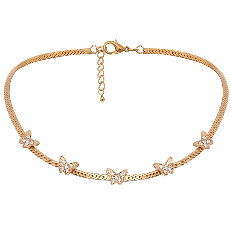 

Chokers Cute Butterfly Choker Necklace For Women Gold Color Chain Statement Collar Female Shining JewelryChokers