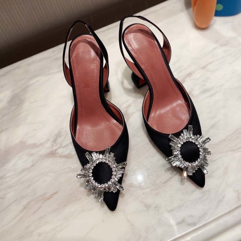 

Designer Sandals High Heels Amina Muadi Begum Bow Crystal Buckle Pointed Toe Sunflower Sandals Summer Shoes Evening Dress Shoes Strap Box 359, Sock