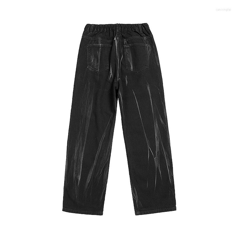 

Men' Jeans Men' Straight Elastic Waist Loose Cotton Tie Dye Black Denim 2022 Spring Summer Autumn Women Casual Large Size 5XL BrandMen