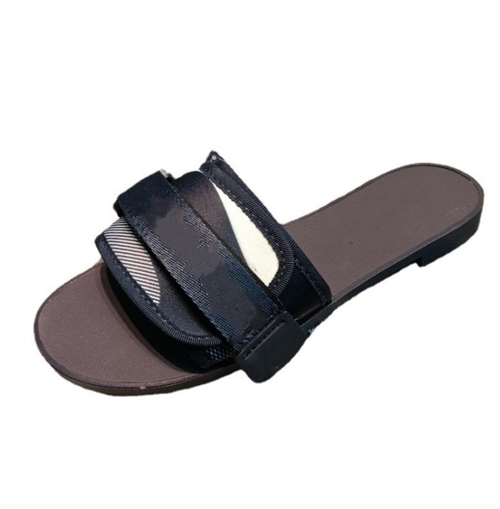 

Fashion Women's new design Slippers Non-slip beach shoes embroidery velcro high quality Leather female comfortable Flats slipper ladies casual sandals D60505