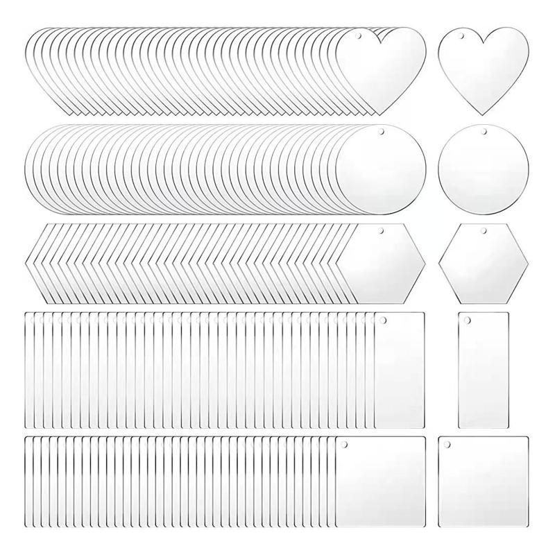 

Keychains 200Pieces Acrylic Circles Clear Disc Ornaments Blank With Hole For Vinyl 13MD