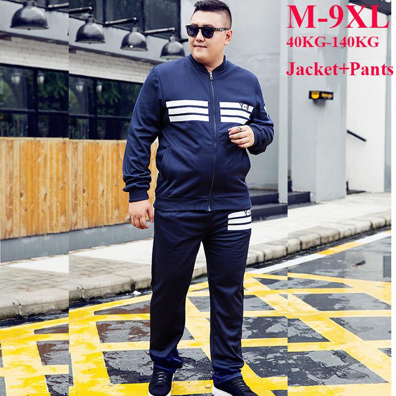 

Men' Tracksuits 2022 Plus Size M- 9XL Tracksuit Men Sets Fashion Casual Letter Printed Zipper Jacket With Pants Two Pieces Sportswear Suits, Black