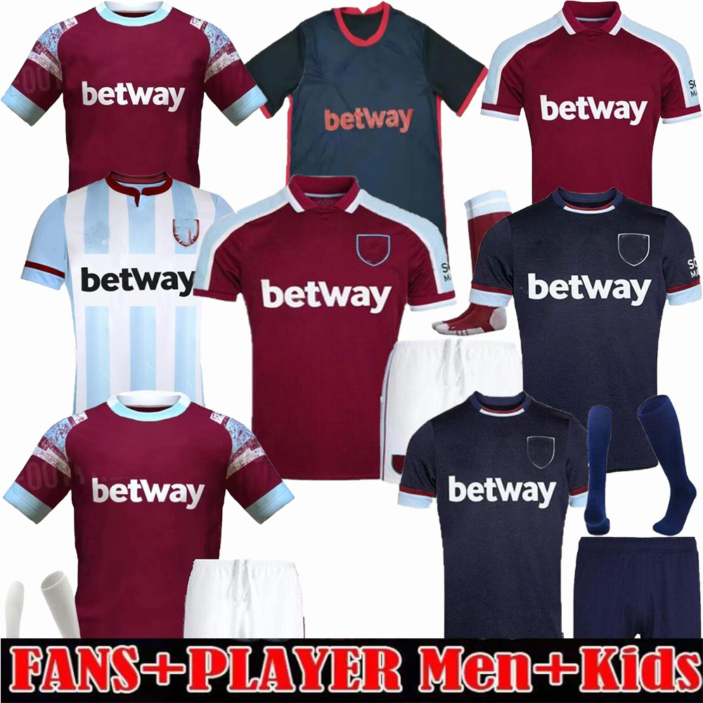 West Soccer Jersey 22 23 Home Noble Ham Anderson United Rice Bowen Antonio Benrahma 2022 2023 Champe de football Men Adult Men Kid Kit Kit
