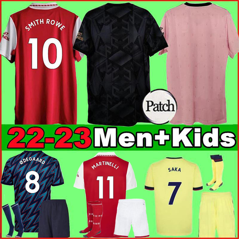 

21 22 23 SAKA Gabriel Jesus soccer jerseys SMITH ROWE ODEGAARD THOMAS PEPE TIERNEY MARTINELLI NKETIAH 2022 2023 red home away Pink third football shirt Men Kids kit, 21-22 third kids