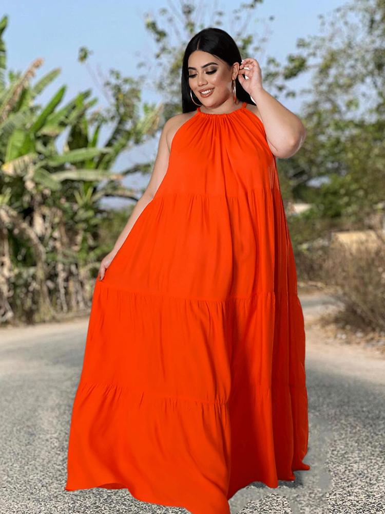 

Plus Size Dresses Maxi Dress Women Clothes Sexy Beach Sleeveless Summer Swimwear Halter Wholesale Bulk DropPlus, Sky blue