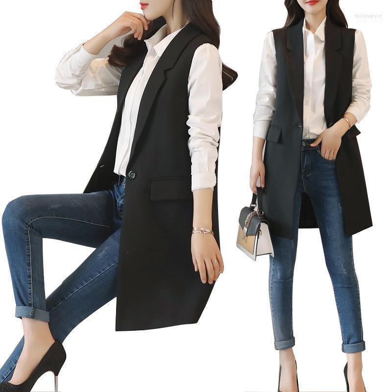 

Women' Vests 2022 Fashion British Style Slim Sleeveless Vest Large Size Suits Spring And Autumn Long Section Of The Jacket Luci22
