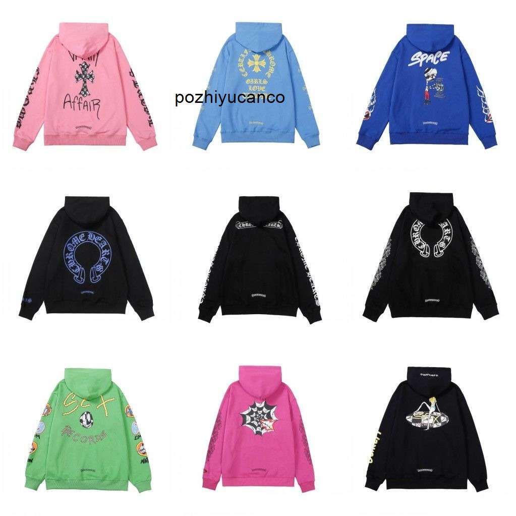 

Ew Chrome//heart Designers High Quality 22 Autumn and Winter New Croxinchao Hoodie Cotton Terry Couple Men Women Trend, Black x8895