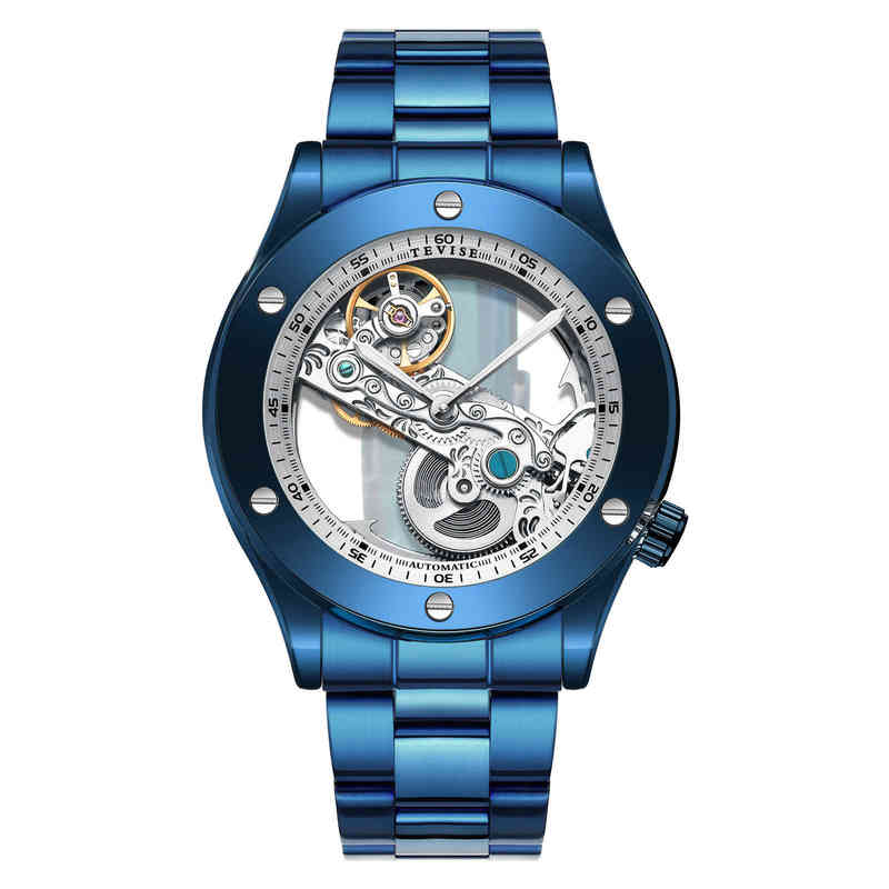 

huiya06 Rest Fashion Skeleton Swiss Tourbillon Watch Automatic Men's Machine Stainless Mechanical Steel Watch Relogio Masculino