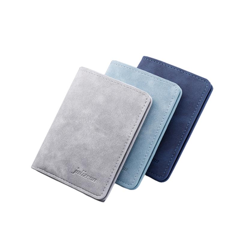 

Card Holders Frosted Men Wallet PU Leather Mini Holder Retro Embossed Folding Purse Soft Coin Pouch Bag For Women 2022 Trend 8 11cmCard, Black