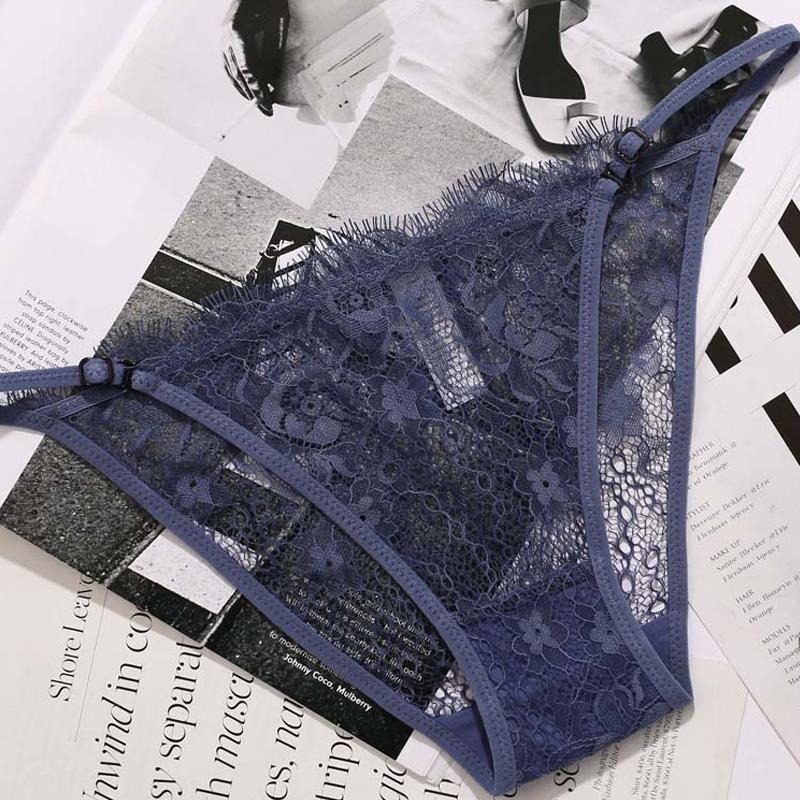 

Women's Panties Women Low Rise Underwear Eyelash Femme Sexy Lace French Style Ultra-thin Hollow Out LingerieWomen's, Black