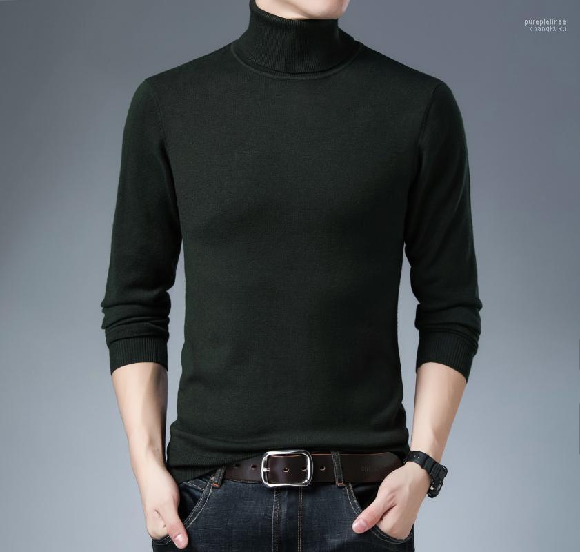

Men' Sweaters 2022 Autumn Winter Men Thicken Warm Turtleneck Solid Knitted Pullovers, Black