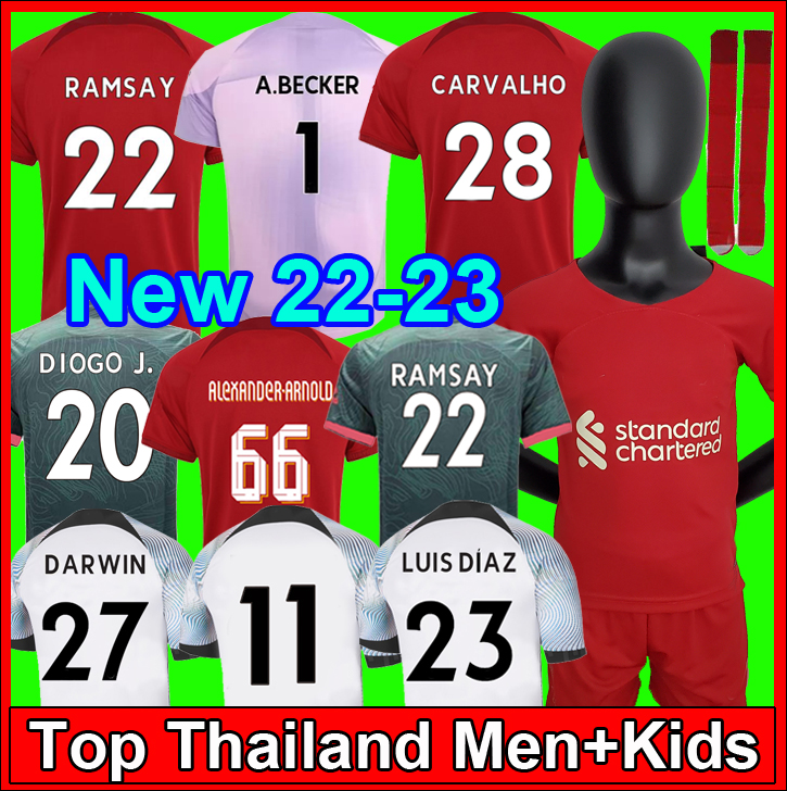 

21 22 23 season home away 3rd RED YELLOW soccer jerseys 2021 2022 2023 Mohamed Diogo Luis DIaz DARWIN RAMSAY football shirts men kids kits uniforms, Kids 3rd