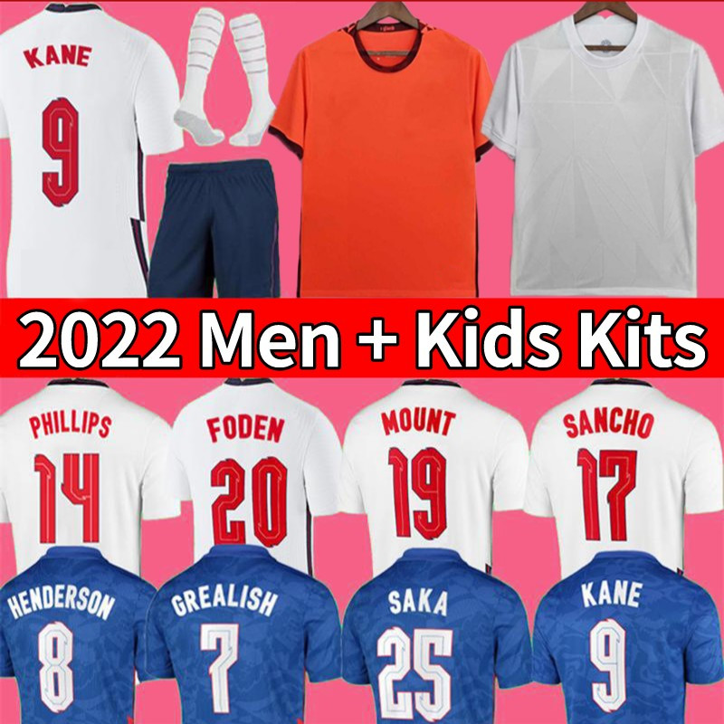 

2022 2023 ENGLAN Soccer Jersey KANE GREALISH SAKA FODEN STERLING RASHFORD SANCHO MOUNT HENDERSON 22 23 national team football shirt men kids kit sets socks uniforms, Kids away+socks