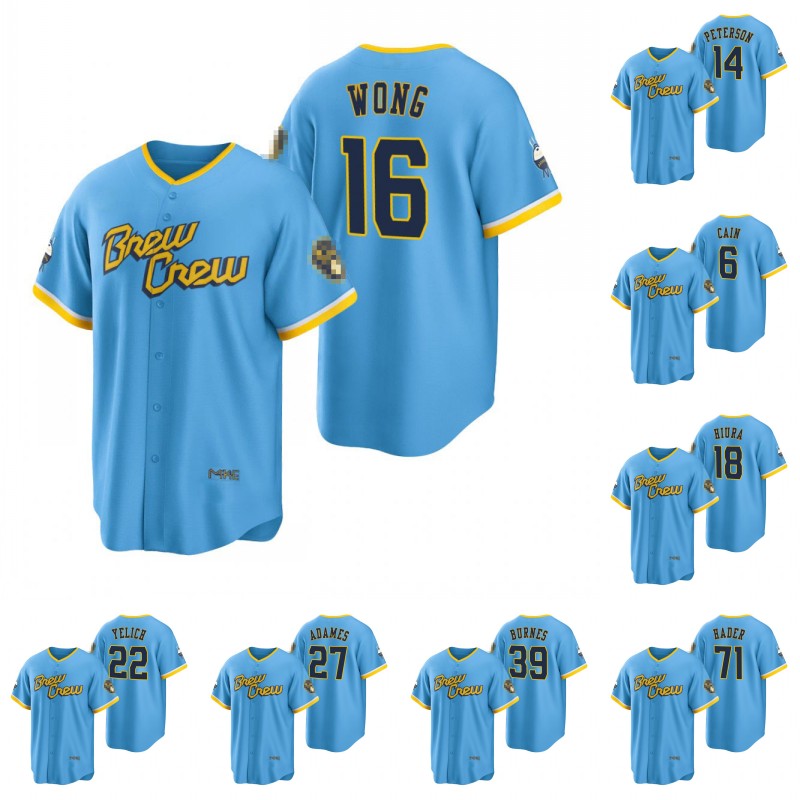 

Brewers 2022 City Connect Jersey Kolten Wong Rowdy Tellez Christian Yelich Omar Narvaez Tyrone Taylor Keston Hiura Mike Brosseau Jace Peterson Willy Adames Jerseys, 18 keston hiura