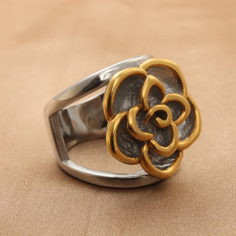 

Wedding Rings Fashion Jewelry Stainless Steel Flower Ring Men Trendy Simple Punk Gift 290114Wedding