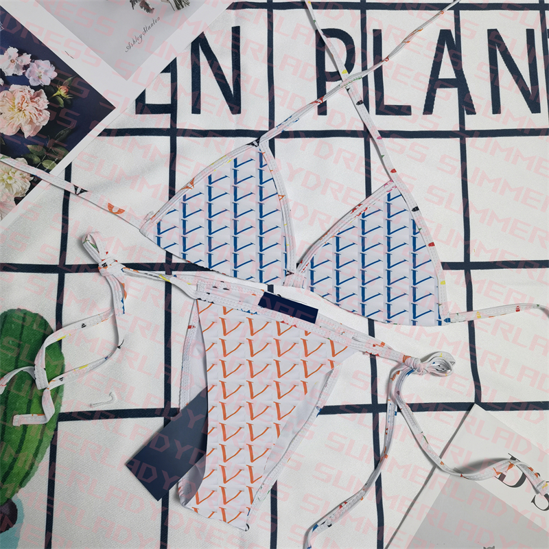 

Outdoor Pool Party Bikinis Quick Dry Swimwear Color Letter Printed Push Up Swimsuit For Women, White