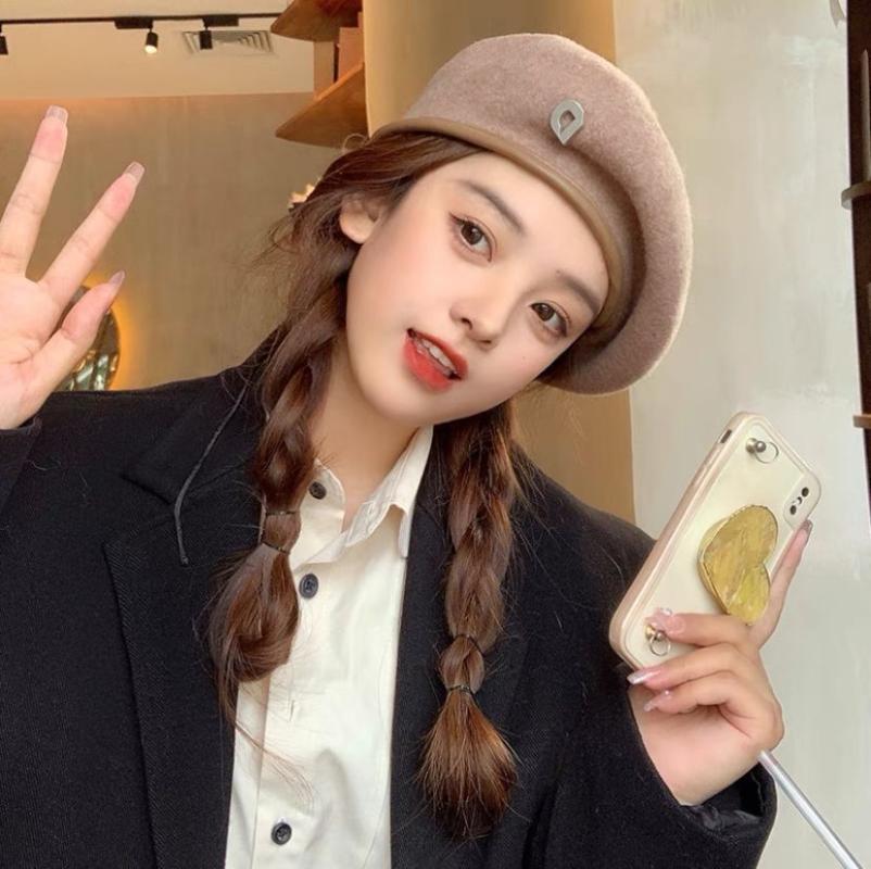 

Berets Autumn Winter Hat Wool Thick French Artist Beret Women Painter Girls Female Warm Cap Beanies, Black